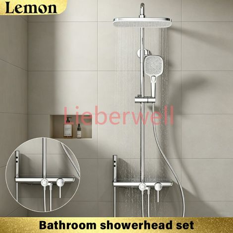 Ensemble de douche gris anthracite en laiton avec mitigeur chaud/froid et installation facile (1/4)