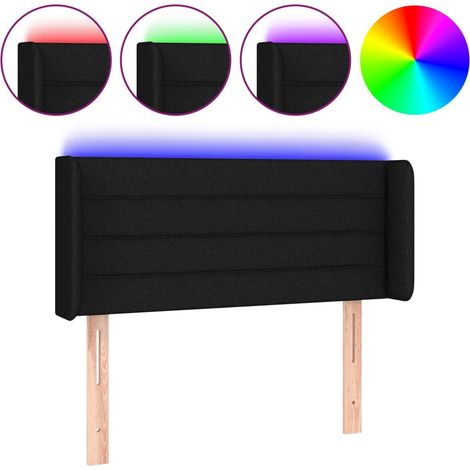Testiera  Testata del letto a LED Nera 103x16x78/88 cm in Tessuto (1/5)