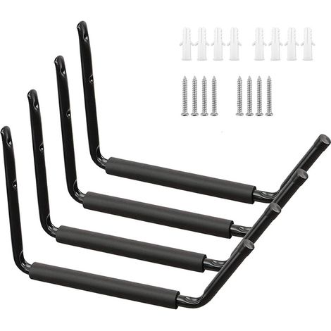 Juego de 4 soportes para kayaks, ganchos de pared resistentes para garaje.