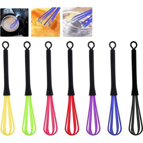 Lot de 7 mini fouets en plastique - Pour coiffure, teinture capillaire et crème colorée - Mélangeur à ballon fouet - Pour salon et cuisine - Fouet de coloriste (1/5)
