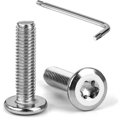 Vis à Tête Plate Torx M5 x 20 mm Vis à Six Pans Creux en Acier Inoxydable A2 V2A Boulons de Meubles Hexagonale avec Clé T25 Filetage Complet 20 Pièces (1/5)