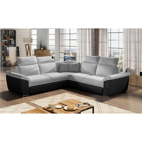 Sofá de esquina FREDERICO Gris 5 plazas convertible 266x266cm (1/2)