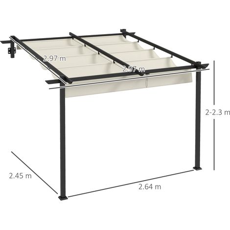 Pergola Pavillon 3 x 3 m, résistante au vent, couverture de patio avec toit réglable, idéale pour jardin et terrasse, couleur crème (1/5)