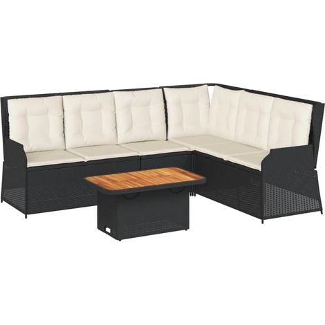 Maison Exclusive - 5-tlg. Garten-Lounge-Set mit Kissen Schwarz Po
