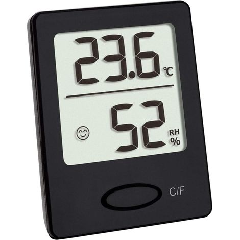 Thermométre-hygromètre numérique, 30.5041.01, humidité dans maison, Température intérieure, zones de confort avec smiley, noir