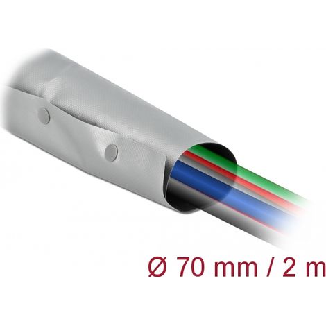 Delock Funda de cable con cierre de botÃ³n a presiÃ³n 2 m x 70 mm gris / negro