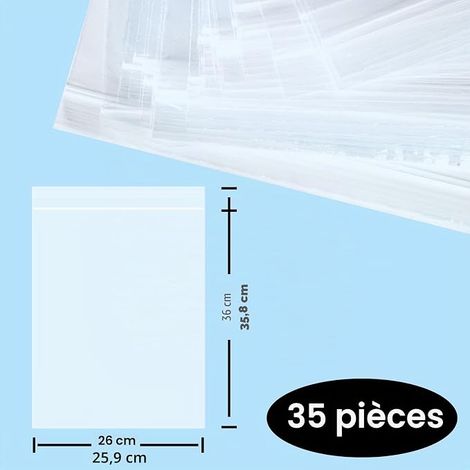 Sac Plastique Zip 26x36cm Sachets Plastiques Refermables Zippé Transparent Sachet Emballage Ranger Vêtements Bijoux et Fournitures Bureau dans Cuisine (1/2)