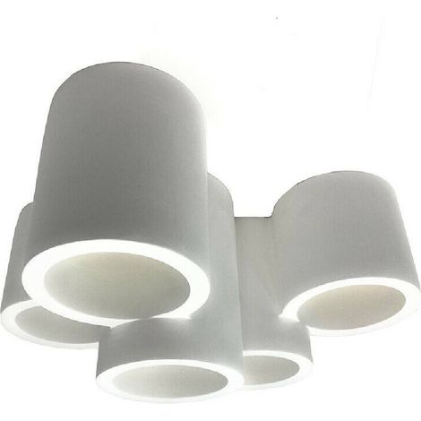 TRADE SHOP - Lampadario In Gesso 5 Cilindri Verniciabile Soffitto Lampada Faretti Gu10 Gs-c07 - (1/4)