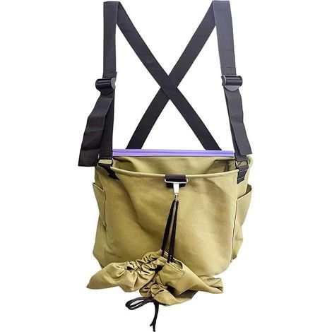 Sac de cueillette de fruits réglable en toile avec grande capacité, extensible sur le bas et poches latérales, récolte de jardin, 65 x 50 cm