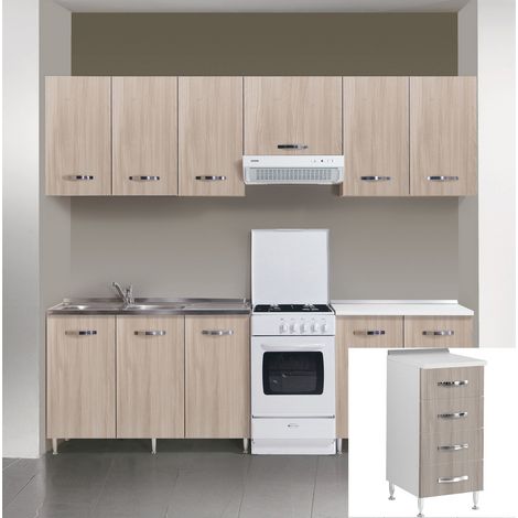 1PZ KIT CUCINA BASE 4 CASSETTI 40X50XH85 CM OLMO (1/2)