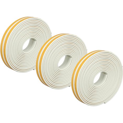 Rouleau de 6 bandes d'étanchéité en mousse pour portes, ruban isolant auto-adhésif blanc (1/5)