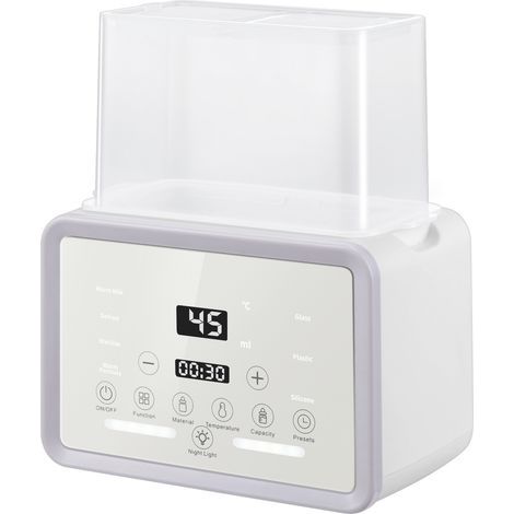 Chauffe biberon Baby pour 2 Biberons, Blanc – Chauffe biberon 4-en-1 avec Stérilisateur et Régulation de Température, Réchauffeur d’Aliments pour Bébé pour Chauffage et Décongélation Gris - blanc (1/5)