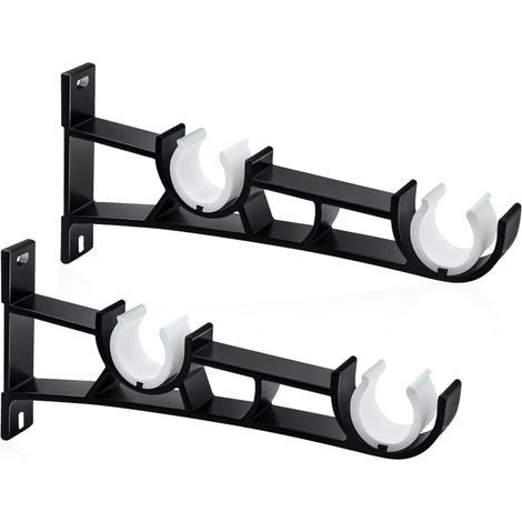 Set mit 2 robusten 28-mm-Gardinenstangenhalterungen für Gardinenstangen – Schwarz (1/5)