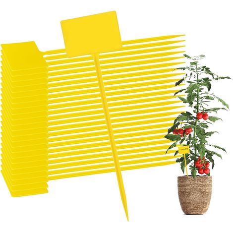 Set mit 25 Pflanzenschildern mit doppelseitigen Markierungen - Balkonschilder - Pflanzenetikettenstäbe 34 cm (Set mit 25 - Gelb) (1/5)