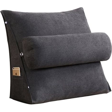 BelleRise - Coussin de dossier 45 cm avec appui-tête réglable - Gris foncé