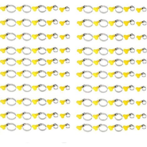100pcs Colliers de Serrage,Tuyau Clips Réglable, Collier Durite Métallique, Tube Clips Inox, Colliers de Serrage de Différentes Tailles, Pince Collier de Serrage pour Fixation de Tuyau(13-19mm, 19-29m