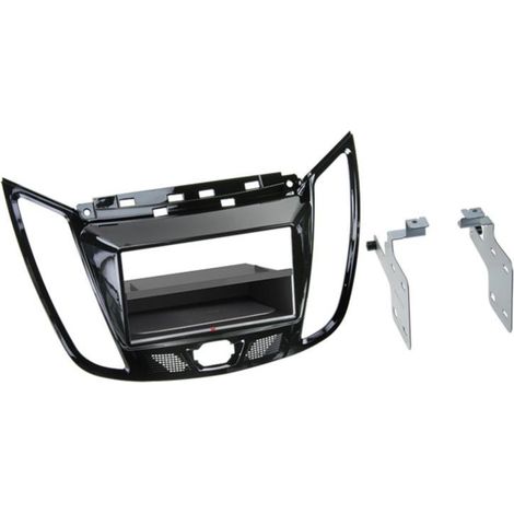 Facade autoradio 2DIN compatible avec Ford C-Max ap10 Avec vide poche Induction Qi Noir brillant