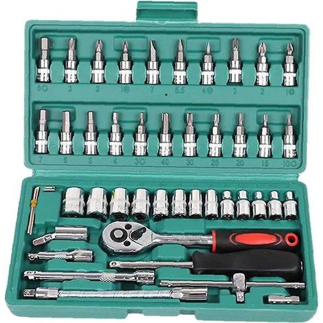 Schraubenschlüsselsatz, Autoreparaturset, Schraubendrehersatz, grünes Set