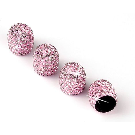 4 Pack Pack fait à la main les bouchons de tige de soupape de pneu de voitures de voiture, attrayants, accessoires de voiture bling à poussière -pink (1/5)