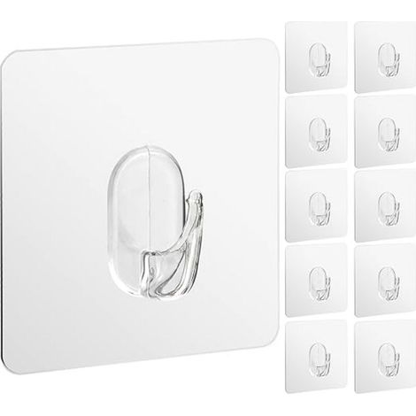 20 Pieces Self-Adhesive Transparent Hooks, Waterproof Heavy Duty Transparent Adhesive Hook Stickers for Bedroom Bathroom