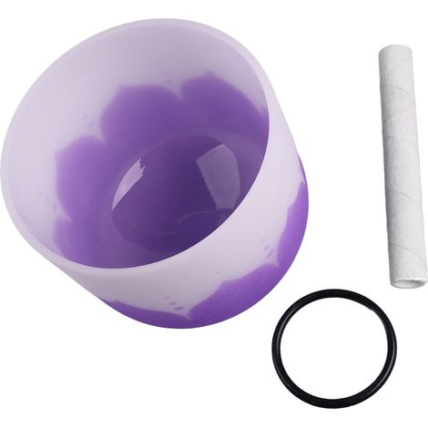 Ensemble de bols chantants en cristal violet, motif floral mat, quartz pour guérison sonore et méditation, note B