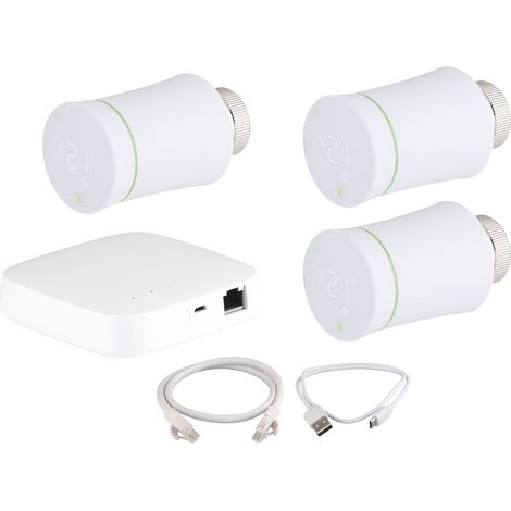 Kit passerelle filaire + 3 têtes connectées blanches pour chauffage connecté NOYON & THIEBAULT (1/2)