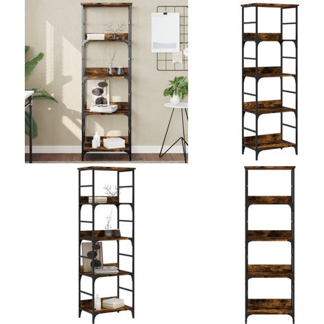 Bibliothèque chêne fumé 50x33x153 cm bois d'ingénierie - Bibliothèque Murale - Bibliothèque Industrielle - Étagère Bois - Meuble Rangement - Bibliothèque Moderne - Home & Living (1/5)