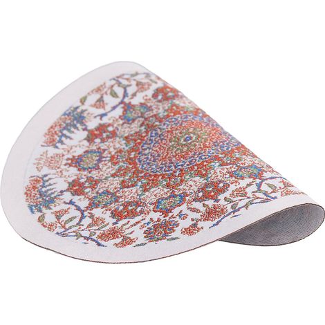 12 Tapis Rond Miniature Vintage pour Maison de Poupée, Moquette Rouge à Fleurs sur Fond Blanc pour Chambre de Poupée (1/5)