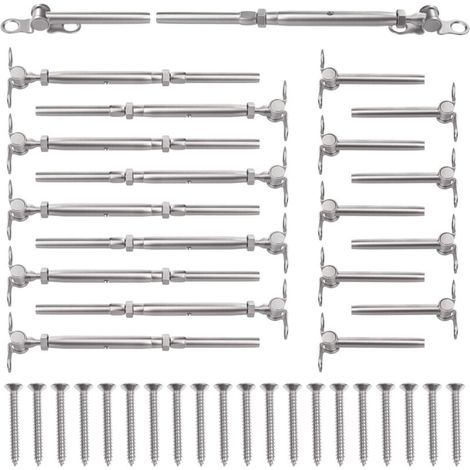 Set mit 10 3/16-Zoll-Edelstahl-Geländerseilen T316 – Mehrwinkel-Beschläge für 2'x2'- und 4'x4'-Holzpfosten