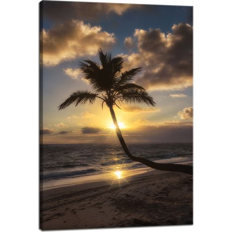 Leinwanddruck Natur Palmen Sonnenuntergang Hintergrund 40x60 Ozean Urlaub