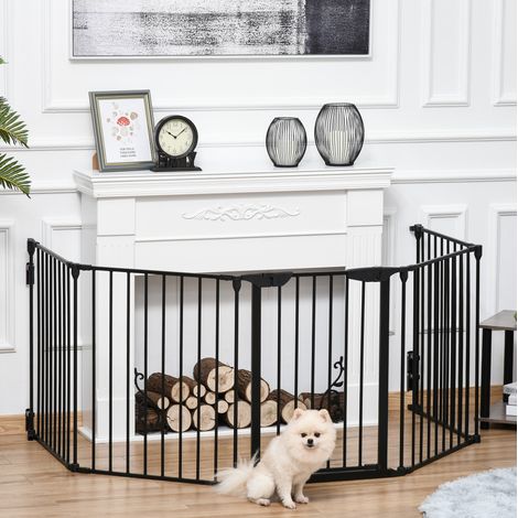 Parque plegable para perros 300 x 74,5 cm de metal negro con puerta (1/5)