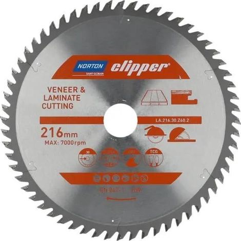 Disco di taglio Norton Clipper 216 mm in carburo di tungsteno