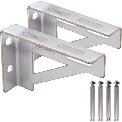 Support mural en acier inoxydable 150 x 200 mm, lot de 2, acier massif – Raccord robuste pour tuyaux de gaz et d'eau, fixation murale carrée (1/5)