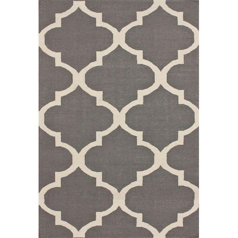 Modern Abstract Low-Pile Rug � Non-Slip & Machine Washable Floor Carpet for Living Room, Bedroom & Hallway � Neutral Short Shag Design DIAMOND RUG 200280CM GREY (1/5)
