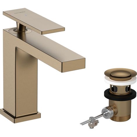 Mitigeur de lavabo avec tirette et vidage, économie d'énergie (CoolStart), Robinet salle de bain avec hauteur sous bec 110mm, économie d'eau (EcoSmart+), Bronze brossé, 73014140 (1/5)