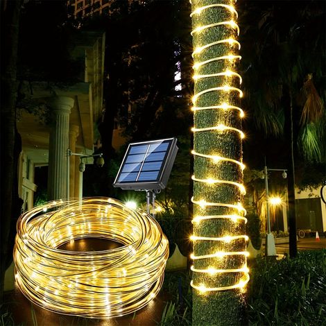 Tube lumineux solaire de 12 mètres (472,44 pouces) avec 100 LED, adapté à la décoration de jardin et de terrasse. (1/5)