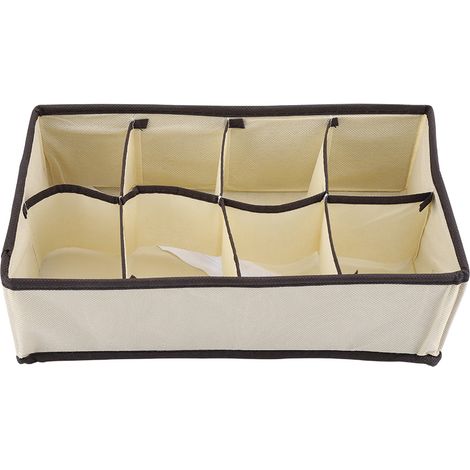Boîte de rangement portable, pliable et résistante avec compartiments pour soutien-gorge, sous-vêtements et chaussettes (8 compartiments) (1/5)