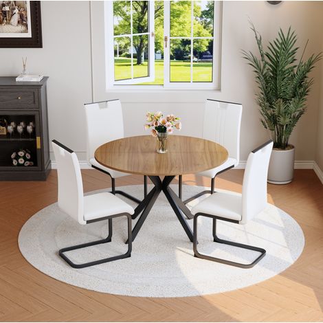 tavolo pranzo rotondo set 2 sedie noce bianco OKMYHOME (1/5)