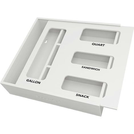 Organisateur de rangement tiroir cuisine SpaceAid bambou compatible sacs différentes tailles (gallon quart sandwich goûter) blanc (1/5)