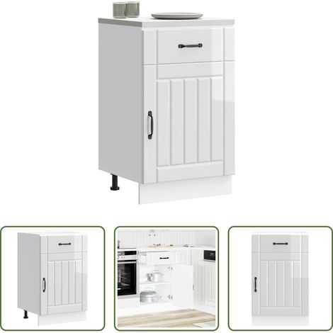 Küchenmöbel - Küchen-Unterschrank Lucca Hochglanz-Weiß Holzwerkstoff (1/5)