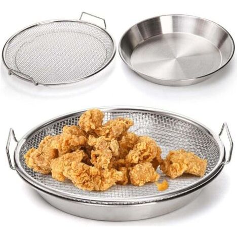 Filtro per olio da cucina da 10,3 pollici, teglia in rete di acciaio inossidabile per friggitrice ad aria, cestello di scolo per alimenti fritti, scolapasta per barbecue, verdure e dessert