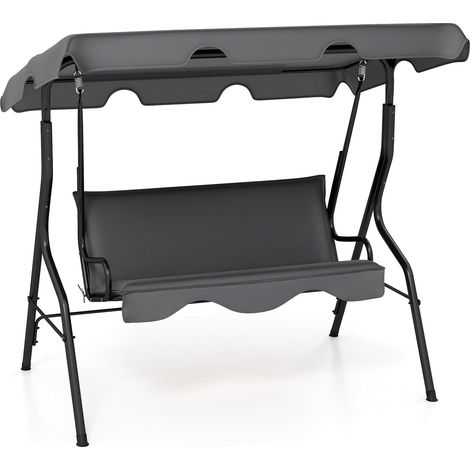 Balancelle de jardin 3 places avec toit imperméable 170 x 110 x 153 cm (gris) (1/5)