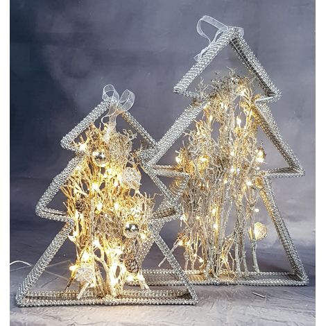 Deko-Drahttannenbaum mit Rattan, 30 LED, Timerfunktion