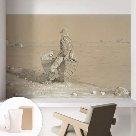 Papier peint intissé décoratif avec colle pour salon chambre et bureau Installation rapide Scène nostalgique 104x70 cm (1/5)