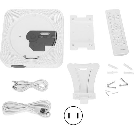 Lecteur CD mural KC909 avec télécommande, enceinte intégrée pour bureau, maison et éducation – prise américaine, noir, fixation facile. (1/5)