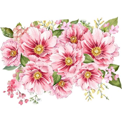 Blumen-Klebeaufkleber für WC-Sitz, Wanddekoration mit Pflanzenmuster für Badezimmer und Toilette