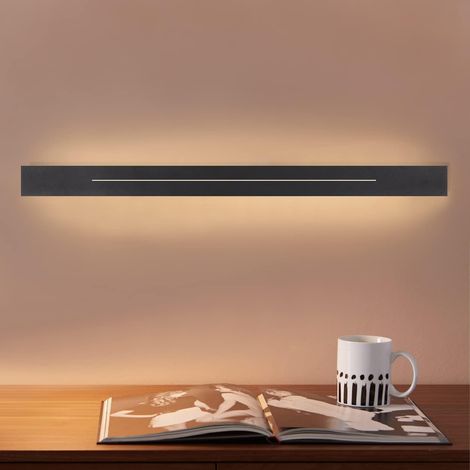 ZMH – Applique murale LED moderne 60cm – Éclairage blanc chaud 3000K – Installation facile pour salon, chambre, couloir – Design épuré noir (1/5)