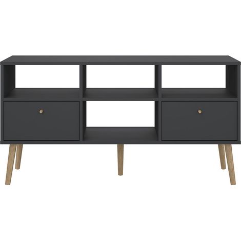 Bodo TV Tisch 2 Schubladen, 4 Ablagen matte grau. (1/5)