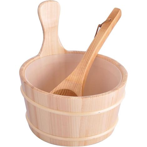 CCYKXA  Kit de Sauna en Bois, Fabriqué à Partir de Bois Naturel Sauna Set avec Seau et Louche en Bois Combinée Set Accessoire de Sauna Essentiels du Spa pour Hammam