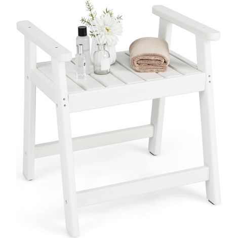 Heavy Duty Shower Bench with Arms for Inside Shower Shaving Legs-White (1/5)